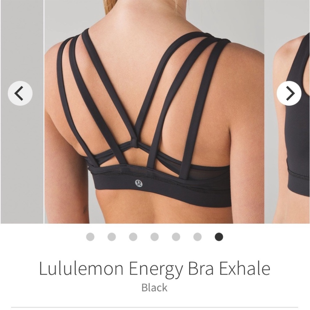Lululemon Energy Bra Exhale, in solid black w/ mesh back panels, size 6
